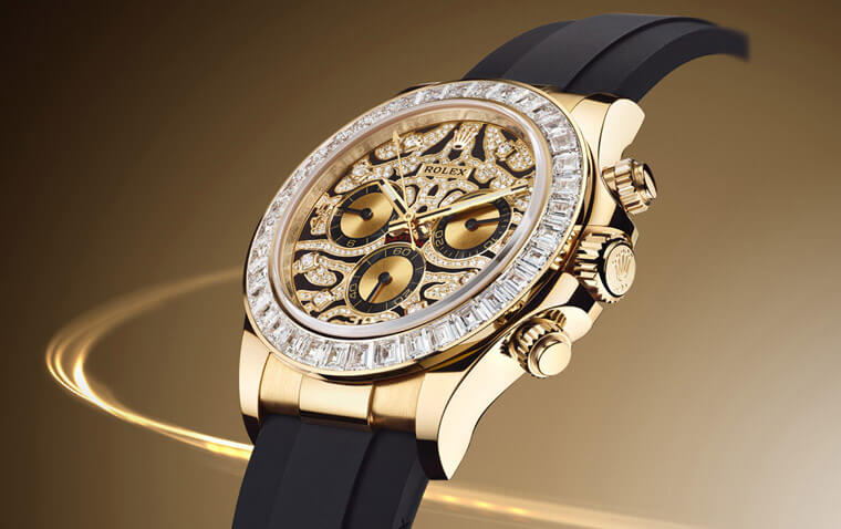 Daytona用黃金搭鑽石展現賽車錶少見的高貴奢華質感