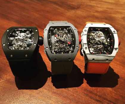 日本亿万富翁前泽友作狂爱RICHARD MILLE的Nadal陀飞轮 RM 27系列他每款都有