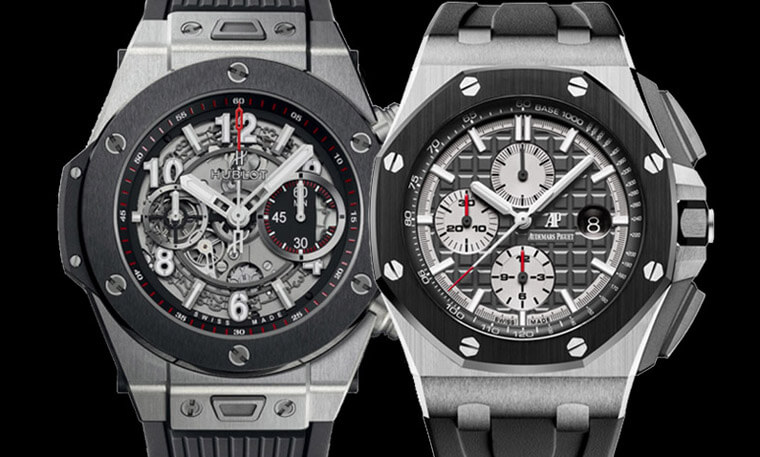 钛金属计时码表搭配陶瓷表圈保护性更好 爱彼皇家橡树和宇舶Big Bang比较