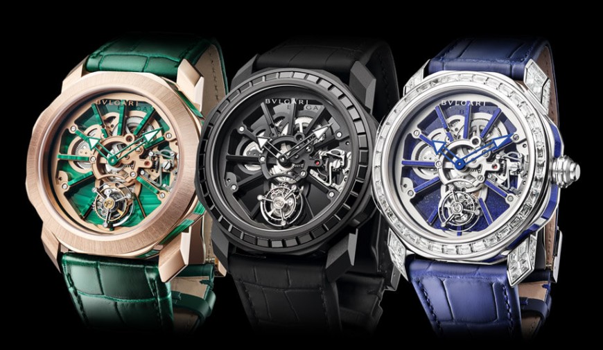 Octo Roma陀飛輪鑲上縞瑪瑙、青金石或孔雀石展現寶格麗精湛珠寶工藝