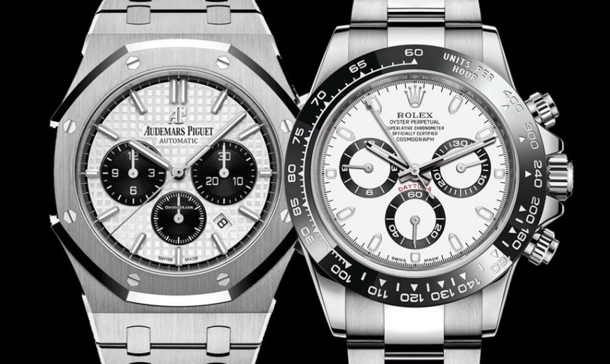 不锈钢熊猫面计时码表人气夯 AP皇家橡树与劳力士Daytona比较