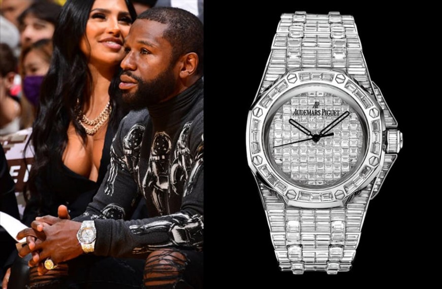 拳王梅威瑟戴最贵AP满天星手表观赏NBA球赛