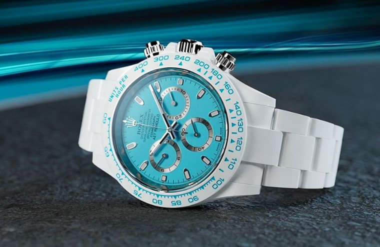 设计灵感来自F1着名赛道的TIFFANY蓝面白陶瓷Daytona