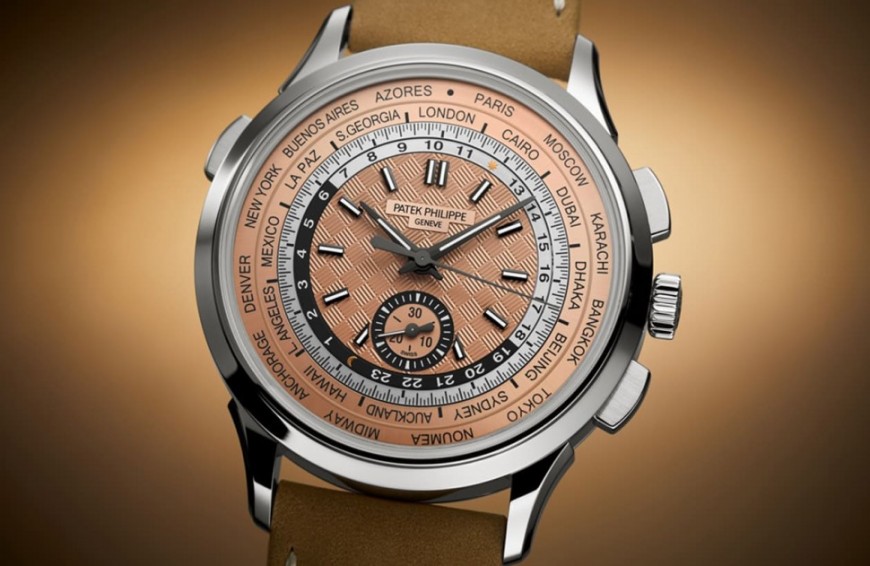 百達翡麗最新不鏽鋼鮭魚面5935A 世界時區加計時碼錶實用收藏皆宜