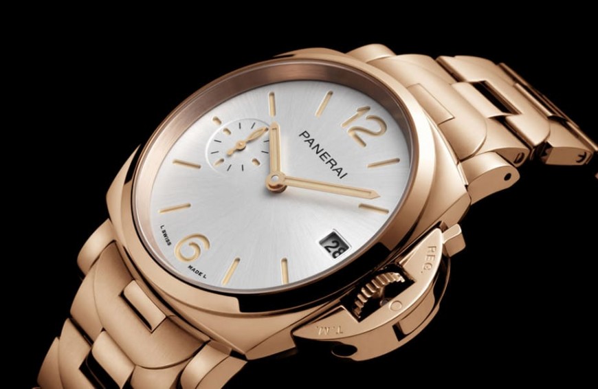 沛纳海第一支Goldtech红金链带现身Luminor Due小三针