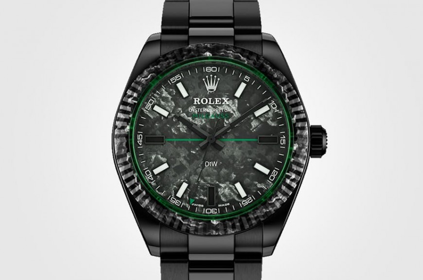碳纤维表圈面盘稀有全黑风格劳力士Milgauss绿玻璃