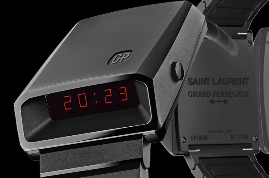 GP芝柏表和YSL圣罗兰联手打造LED显示限量石英表Casquett