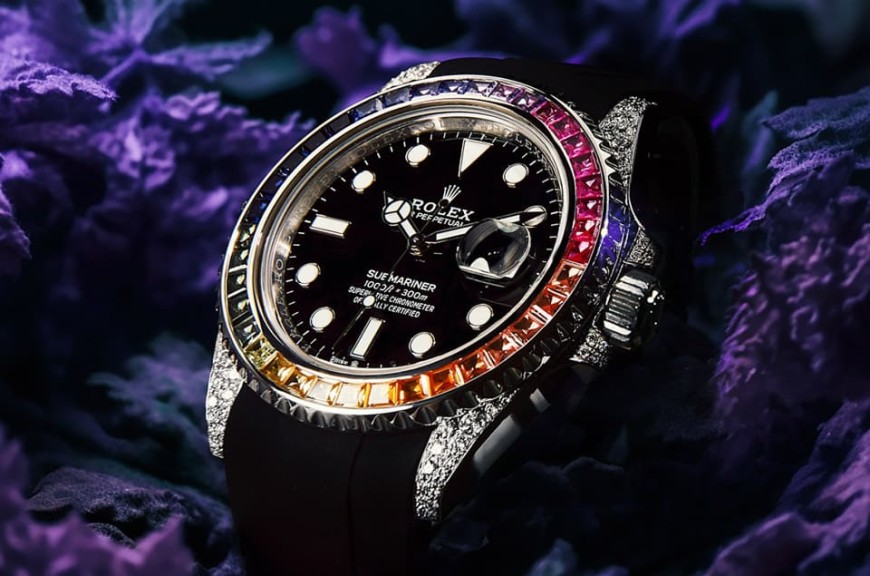 這是勞力士遊艇還是水鬼？彩虹圈搭鑲鑽錶殼超級華麗