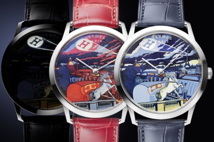 愛馬仕Slim系列工藝錶面盤微繪超級英雄絲巾圖案 夜光效果有驚喜感