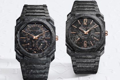 宝格丽Octo Finissimo超薄表首度启用锻造碳搭配玫瑰金材质令人惊艳