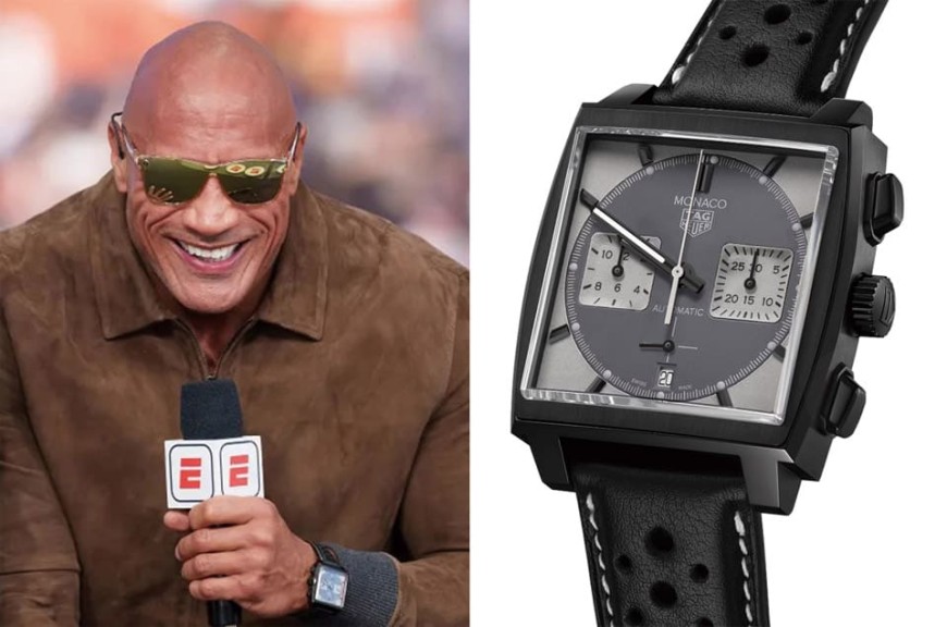 好萊塢動作巨星巨石強森手腳超快秀出剛發表的泰格豪雅Monaco賽車錶