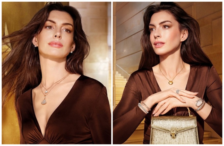 「2023宝格丽冬季形象」安海瑟薇演绎珠宝、包包、腕表展现光芒