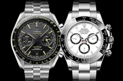 欧米茄超霸与劳力士Daytona经典赛车计时码表比较