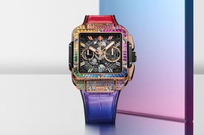 HUBLOT以彩色宝石重新诠释Square Bang 「宇宙魔方」进阶百万豪表