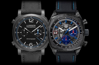 沛纳海Luminor、泰格豪雅Monza碳纤维计时码表比较