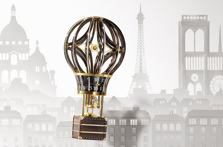 路易威登携手顶级梦幻时钟品牌打造充满LV元素的热气球造型座钟