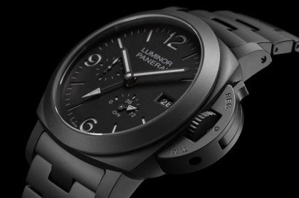 换上黑色陶瓷表壳和链带的PAM01674 沛纳海Luminor两地时间手表再展新意