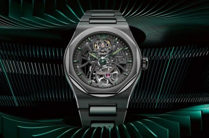 黑陶瓷结合英伦绿 GP芝柏表联手ASTON MARTIN打造镂空力作