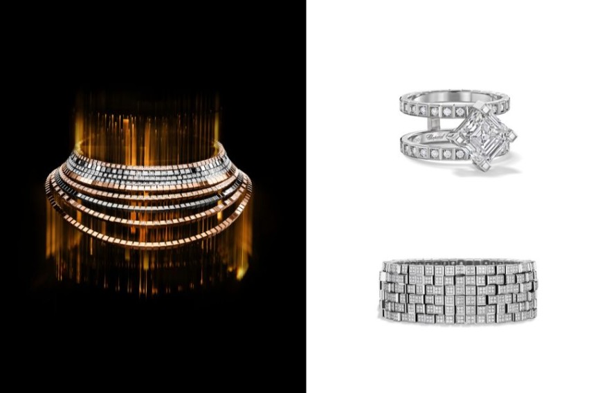九排項鍊靈動登場！蕭邦全新Ice Cube高級珠寶新作點亮紐約夜空