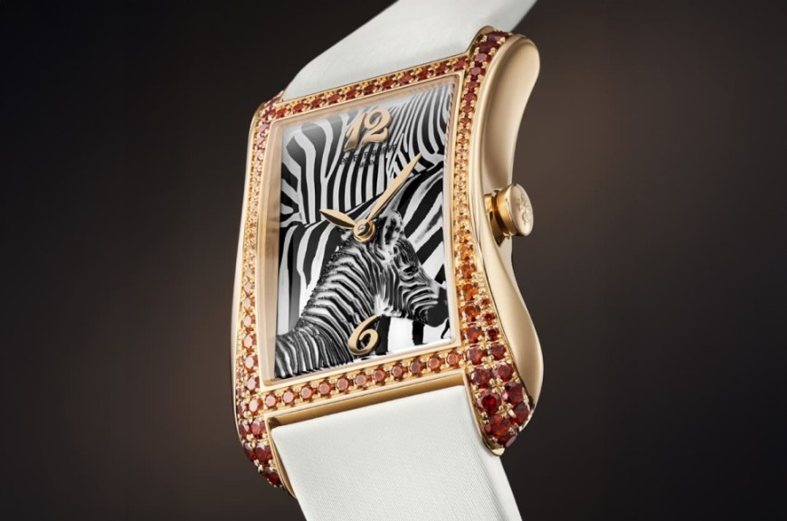 百達翡麗Gondolo Serata 4962/200R用藍寶石雕刻「斑馬紋」引燃珠寶錶創意