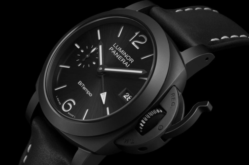 雾面黑陶瓷护桥+300米防水 沛纳海PAM01460双时区实用新标竿