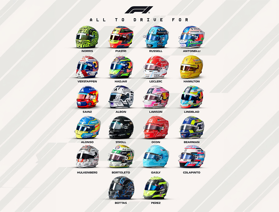 22頂尖車手、22種靈魂 F1公布2026全車手頭盔設計 網友熱議「最帥頭盔」是它