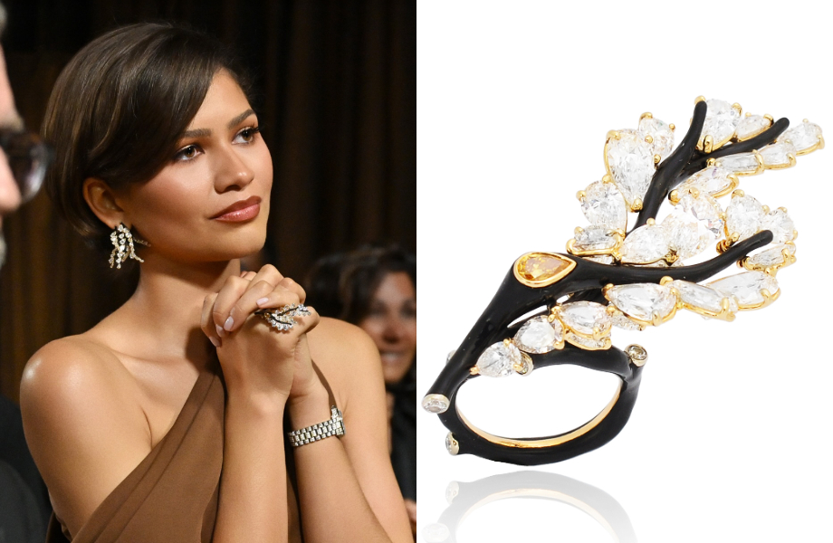 千黛亞佩戴CINDY CHAO樹枝耳環與戒指 博物館級珠寶閃耀奧斯卡「最佳導演」頒獎台