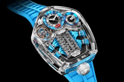 JACOB联名BUGATTI推出「全球限量2只」全透明蓝宝石水晶陀飞轮，还原超跑引擎疯狂律动